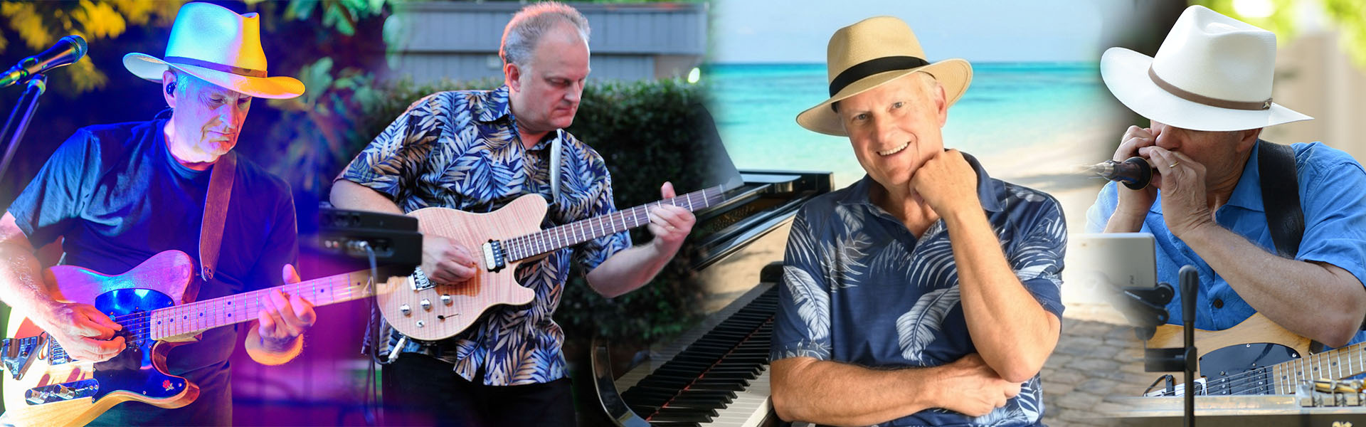 Peter performing on guitar , harmonica and piano